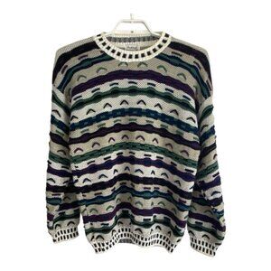 Protege Mens Sweater Size Large Grandpa Textured Long Sleeve 90's Cosby